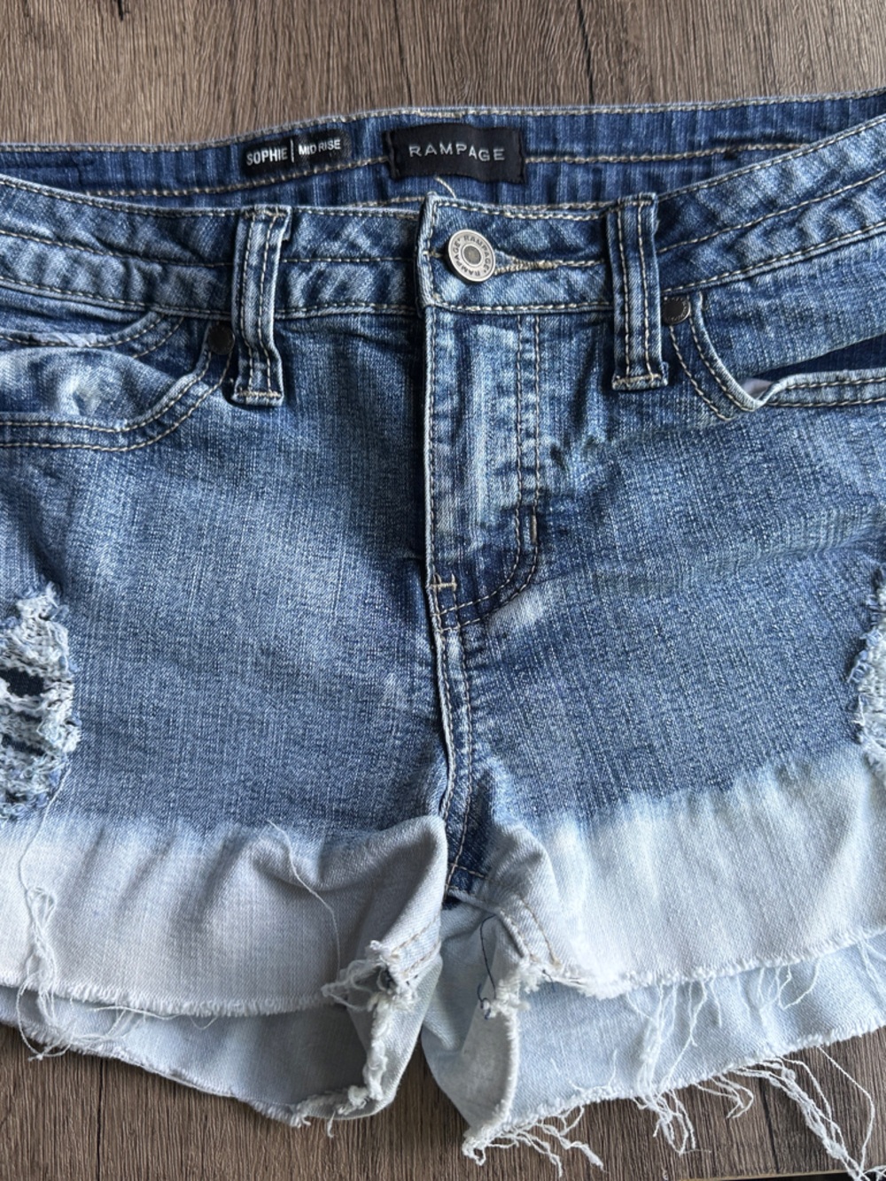 Rampage Blue Ombre Cutoff Denim Shorts